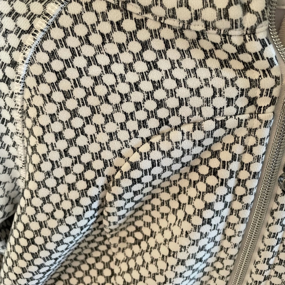 White polka dot zip up hooded jacket - Picture 3 of 5